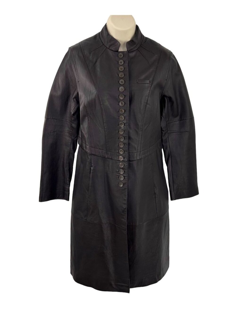STUNNING HOSS INTROPIA LONG BROWN LEATHER JACKET COAT 40/8 MATRIX